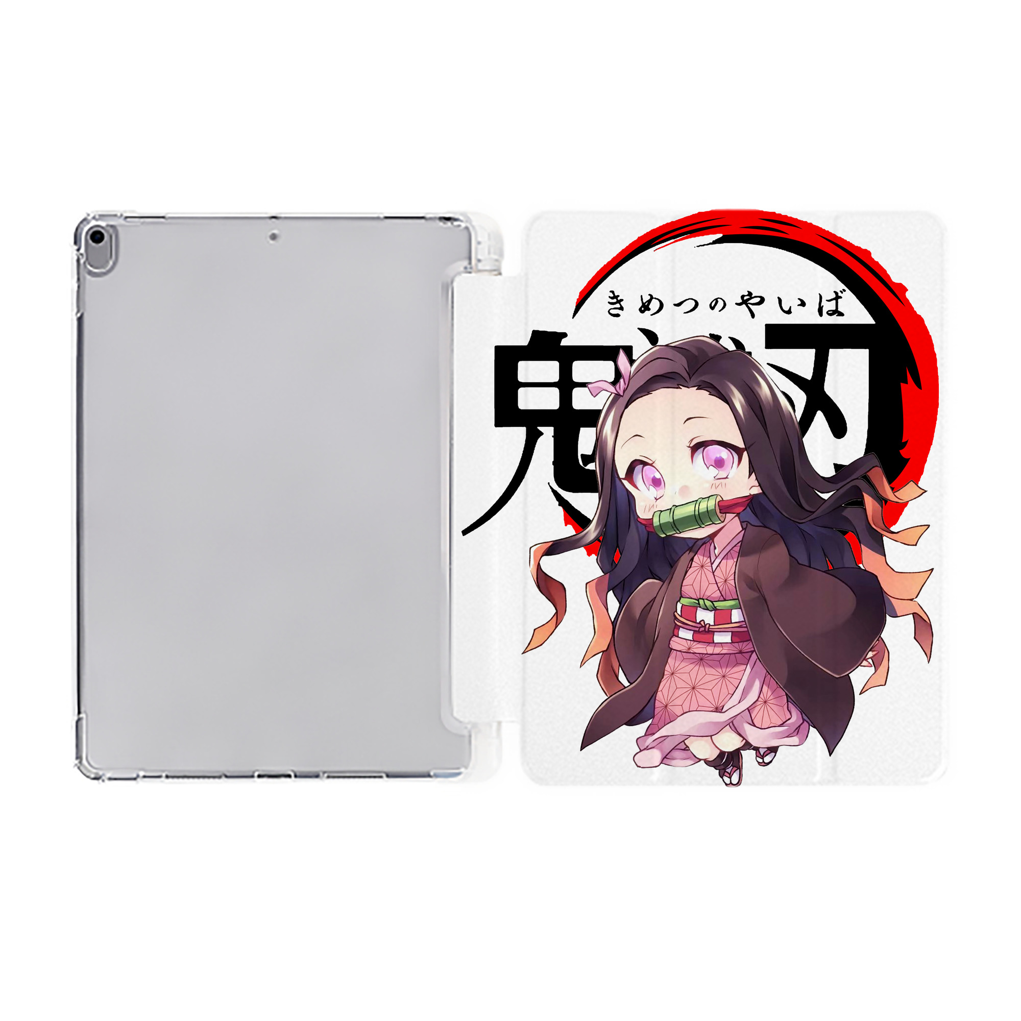 （画像用） 鬼滅の刃（きめつのやいば）竈門 禰󠄀豆子／かまど ねずこ Kamado Nezuko IPad ケース ペン収納付き 三つ折りスタンド PUレザー×シリコン 対応機種9.5/10.5/10.9インチ